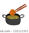 煎鍋和炸雞水彩手繪向量圖 132111351