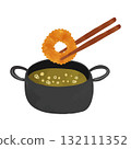 煎鍋與魷魚圈水彩手繪向量插圖 132111352