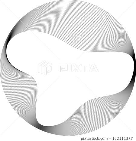 Set of circles round curve shape with wavy dynamic lines. Technology concept Set of circles round curve shape with wavy dynamic lines. Technology concept 132111377