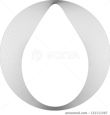 Set of circles round curve shape with wavy dynamic lines. Technology concept 132111387
