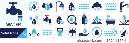 Vector water silhouette icon set 132111534
