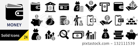 向量錢剪影圖示集 132111539