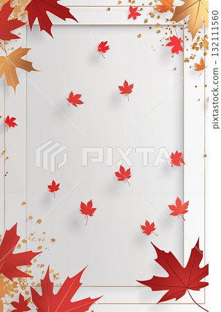 Modern design of autumn leaves frame with falling leaves 132111560