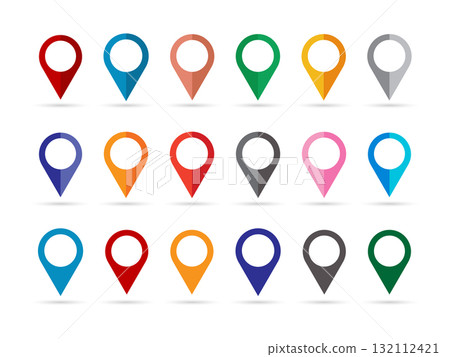 Colorful Flat Map Markers Set for Design and Navigation. Colorful Flat Map Markers Set for Design and Navigation. 132112421