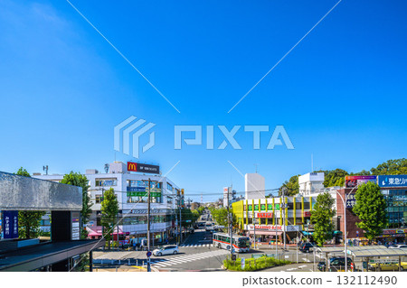 Yokohama cityscape in Japan, overlooking Azamino Station and other areas 132112490