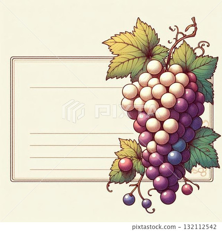 Illustration of purple grapes and green leaves Illustration of purple grapes and green leaves 132112542