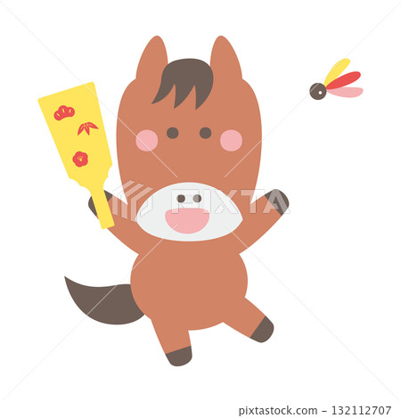 Cute horse character illustration with wings Cute horse character illustration with wings 132112707