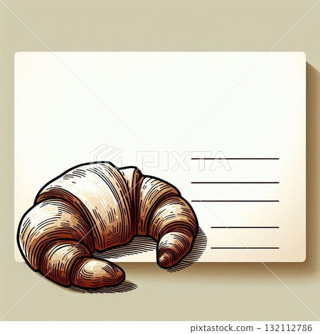 Message card illustration with a croissant 132112786