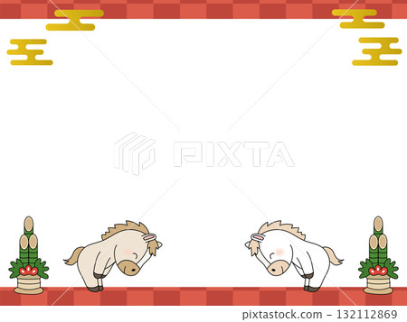 2026 New Year's Frame Zodiac Horse Illustration Cute Character 2026 New Year's Frame Zodiac Horse Illustration Cute Character 132112869