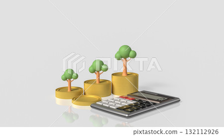 The Tree and coins for Earn or Business concept 3d Rendering. 132112926