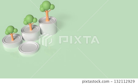 The Tree and coins for Earn or Business concept 3d Rendering. 132112929