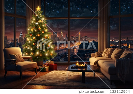 Stylish room on Christmas night Stylish room on Christmas night 132112964