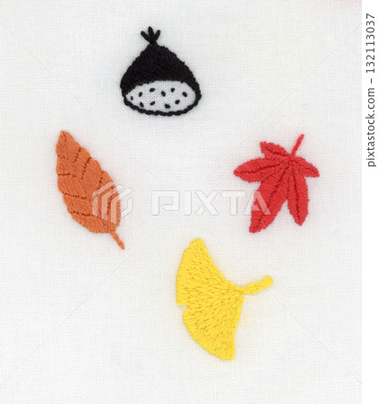 彩色落葉和栗子刺繡材料 彩色落葉和栗子刺繡材料 132113037