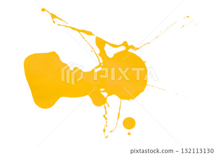yellow watercolor splash brush isolated on transparent background 132113130