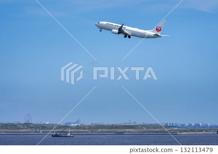羽田機場風景，飛機起飛，東京大田區 132113479