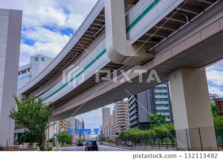 Cityscape with a view of the expressway Cityscape with a view of the expressway 132113492