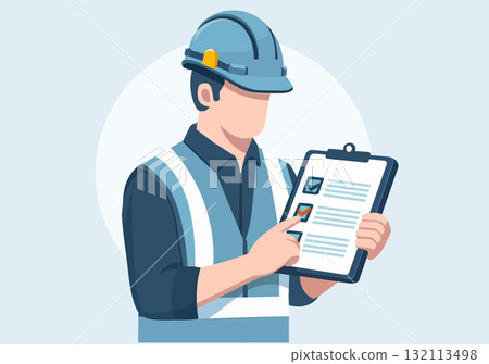 Illustration of an engineer checking the system's integrity 132113498