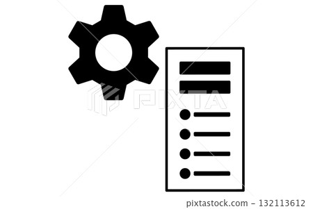 Web 伺服器系統維護線圖標，黑色和白色 132113612