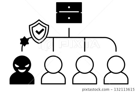 伺服器阻止駭客使用安全措施線圖標,黑白 伺服器阻止駭客使用安全措施線圖標,黑白 132113615