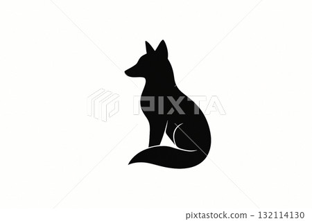白色背景上簡單的狐狸剪影 白色背景上簡單的狐狸剪影 132114130