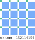 Blue windowpane check seamless pattern with mint accents. Vector background. 132114154