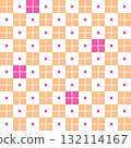 Playful grid dots and squares seamless pattern. Vector background. Beige, white and pink ornament tile.  132114167