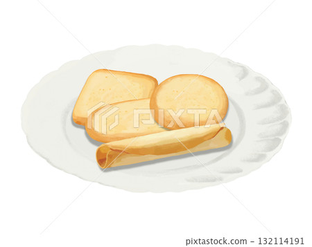 貓舌餅乾（方形、圓形、橢圓形、捲狀）配盤子 132114191