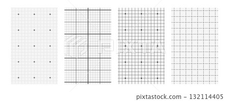 Blueprint black graph. Set of Blank grid paper sheets for technology and architecture projects. Vector Illustration 132114405