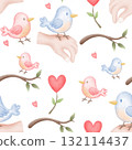 world kindness day repeating watercolor pattern with hearts 132114437