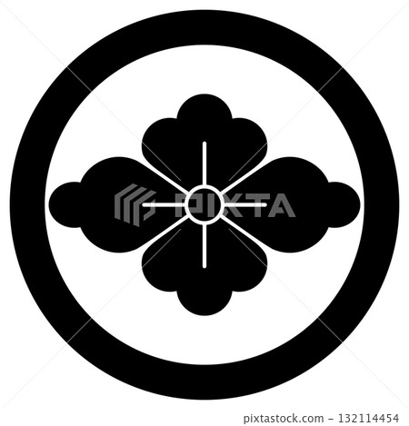 This is the family crest, a diamond-shaped flower in a circle. This is the family crest, a diamond-shaped flower in a circle. 132114454