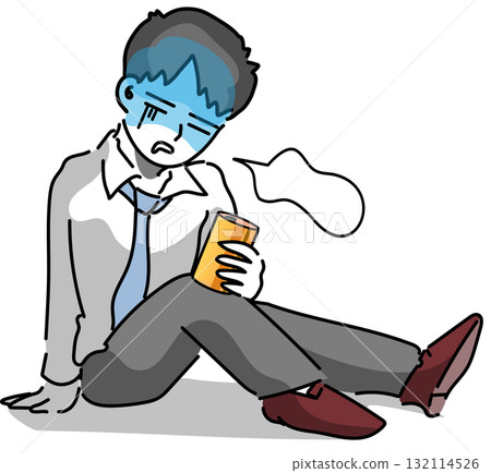Vector illustration of a young man with a hangover from alcohol 132114526
