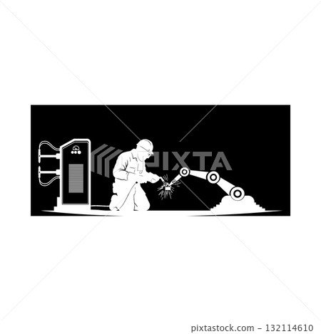Graphic set silhouette of welding profession concept 132114610