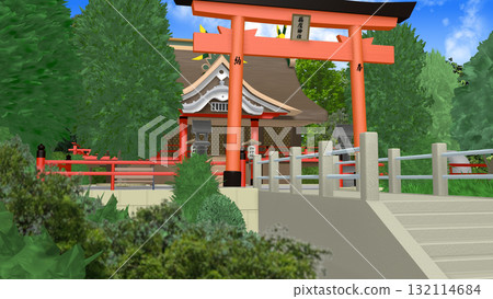 "Shrine with a view of the sea" can be used as a background for animation 132114684