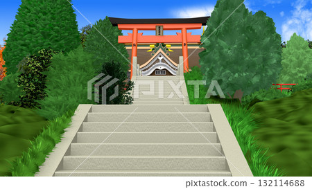 "Shrine with a view of the sea" can be used as a background for animation "Shrine with a view of the sea" can be used as a background for animation 132114688