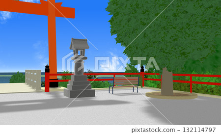 "Shrine with a view of the sea" can be used as a background for animation "Shrine with a view of the sea" can be used as a background for animation 132114797