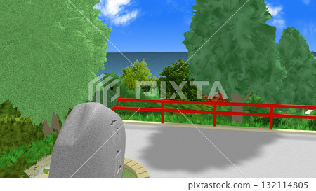 "Shrine with a view of the sea" can be used as a background for animation "Shrine with a view of the sea" can be used as a background for animation 132114805