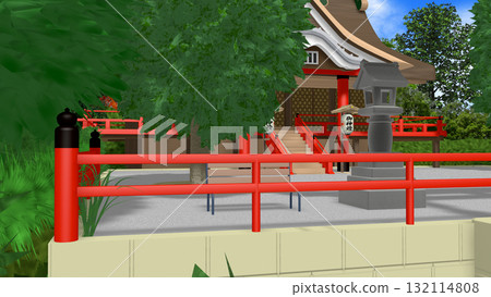 "Shrine with a view of the sea" can be used as a background for animation "Shrine with a view of the sea" can be used as a background for animation 132114808