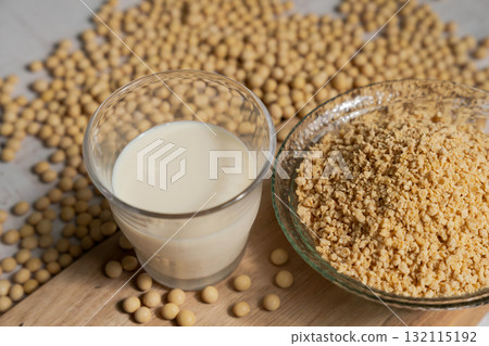 Soybeans and a glass of soy milk Soybeans and a glass of soy milk 132115192