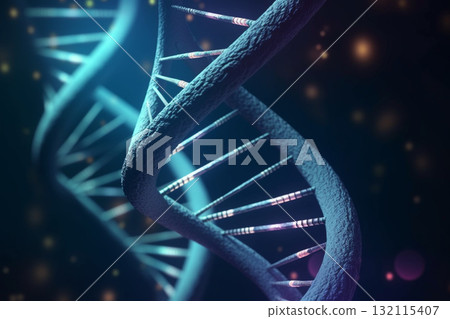 Human DNA visible through microscope. Generative AI Human DNA visible through microscope. Generative AI 132115407