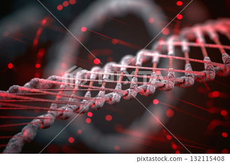 Human DNA visible through microscope. Generative AI 132115408