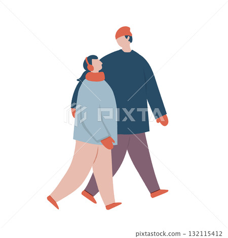 穿著冬裝的年輕夫婦 穿著冬裝的年輕夫婦 132115412
