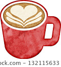 Cafe latte and red mug 132115633