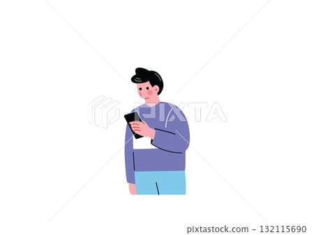 A man operating a smartphone A man operating a smartphone 132115690