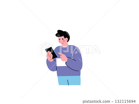 一個操作智能手機的人 一個操作智能手機的人 132115694