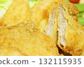 Pork cutlet and vegetable salad lunch set, meal in retro restaurant 132115935