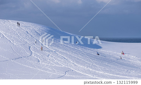 Snowy landscape of Tottori Sand Dunes Snowy landscape of Tottori Sand Dunes 132115999