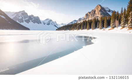 冰湖倒映的冰雪世界 / 晨曦中閃耀的神秘冰川景觀 132116015