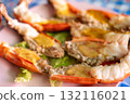 Grilled river prawns served on plate 132116021