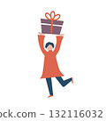 Girl lifting a present 132116032