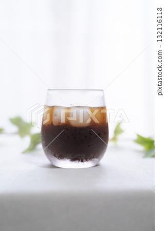 Cold iced coffee (white background, copy space) 132116118